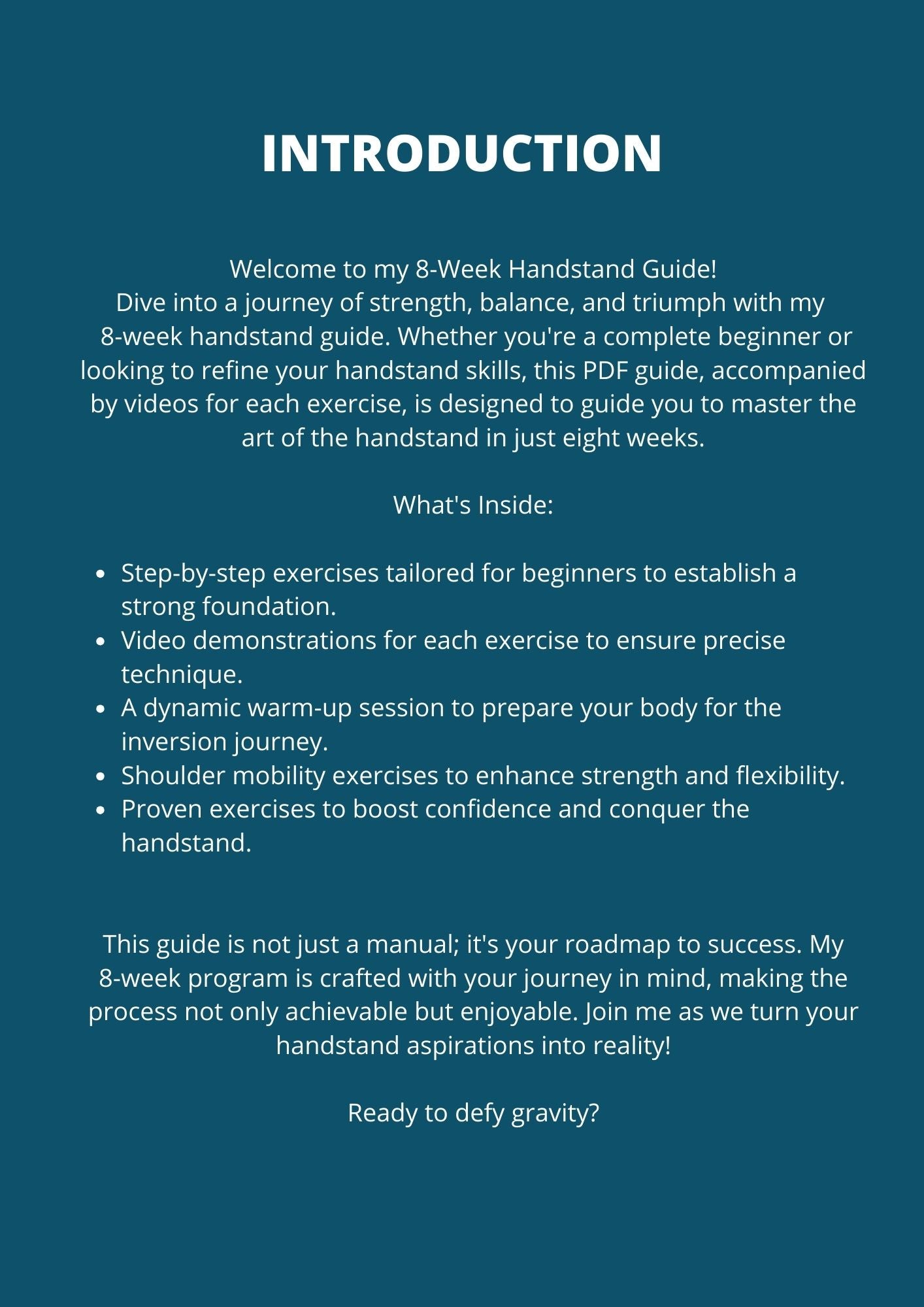 HANDSTAND PLAN 8 WEEKS ENGLISH VERSION - LEARN HOW TO GET YOUR HANDSTAND FROM 0