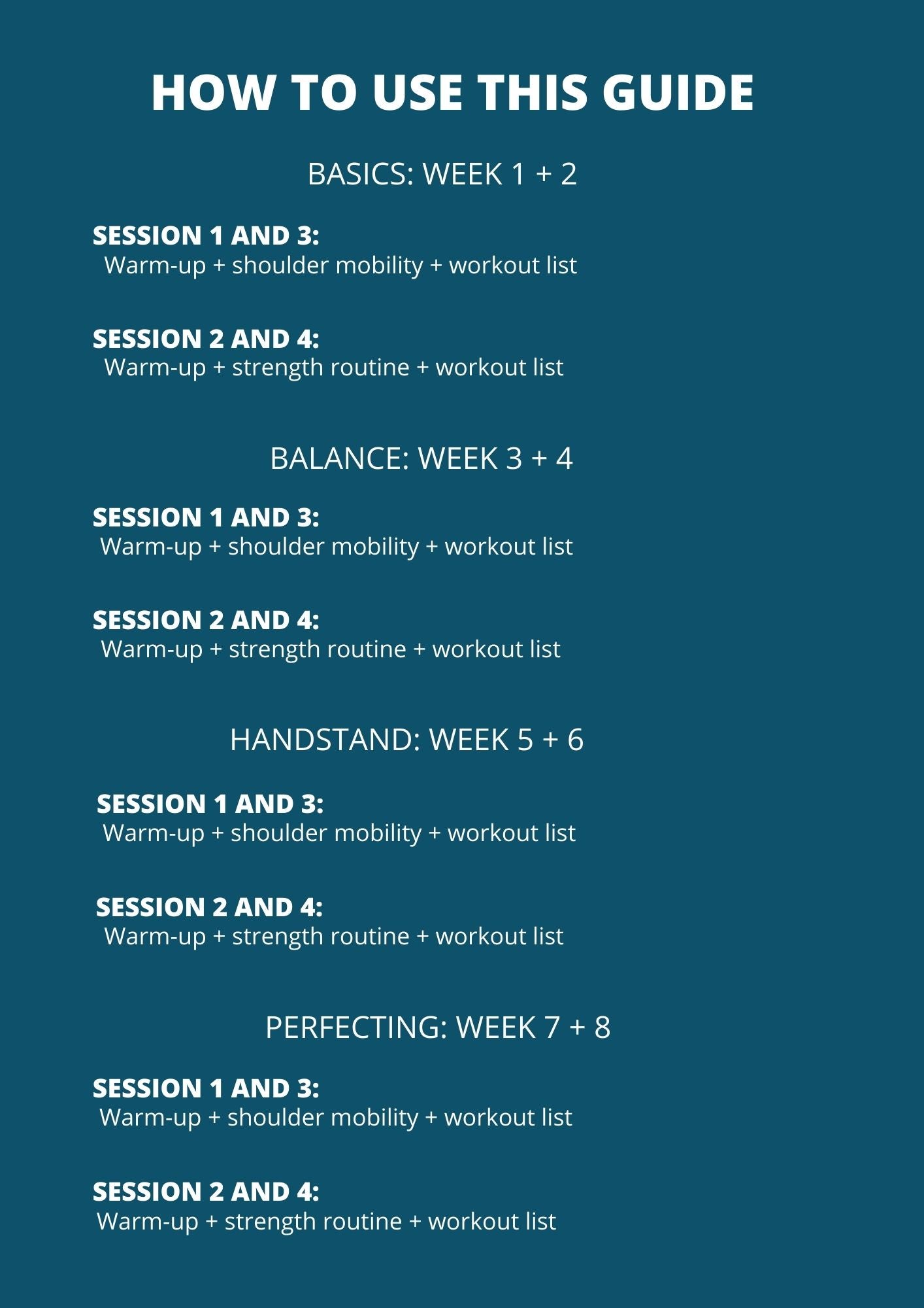 HANDSTAND PLAN 8 WEEKS ENGLISH VERSION - LEARN HOW TO GET YOUR HANDSTAND FROM 0